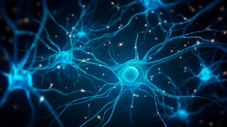 Brand artwork: blue neurons with glowing connections